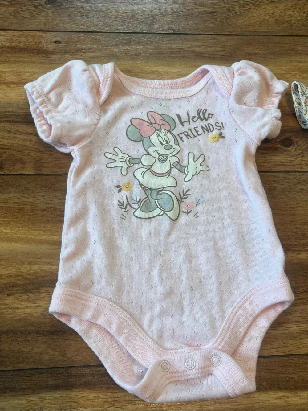 Lot of 2 newborn short sleeve onesies, Disney & carters floral theme girly pink